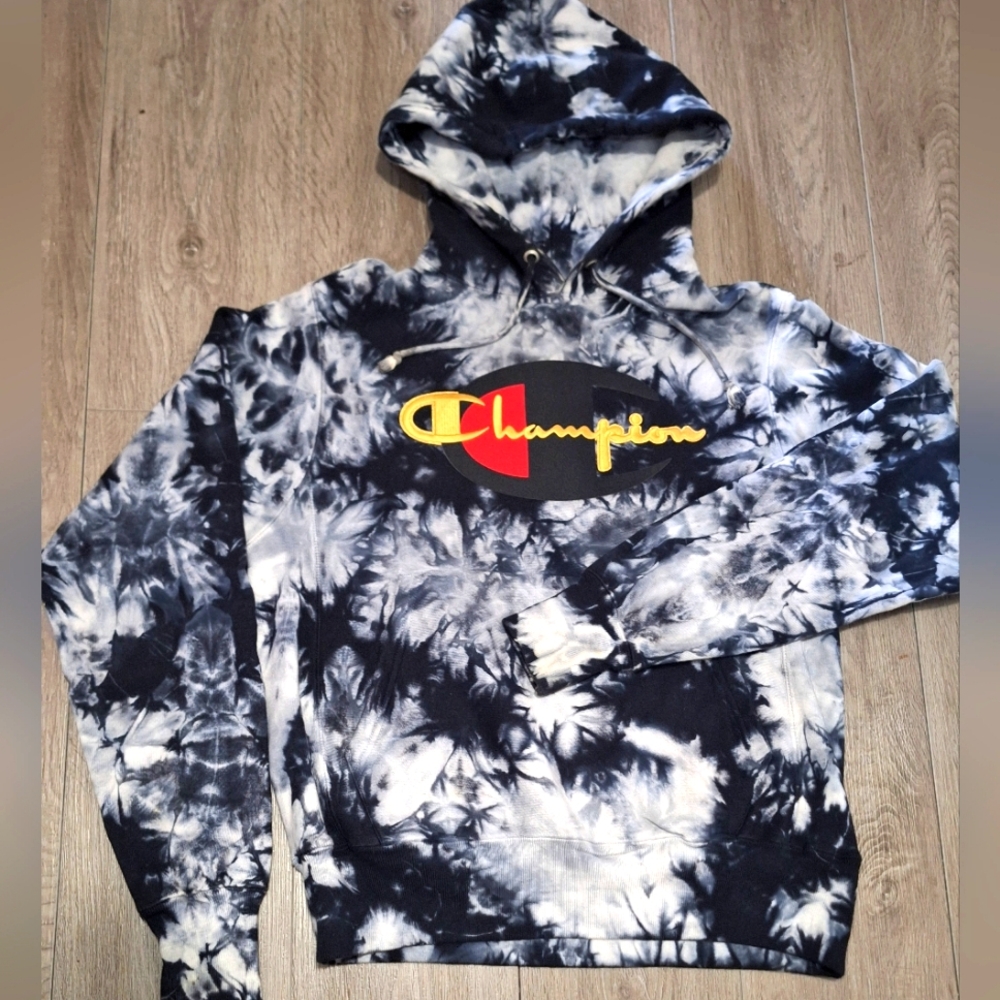 Champion Tye-Dyed Hooded Sweatshirt Unisex Mens Womans Size Small